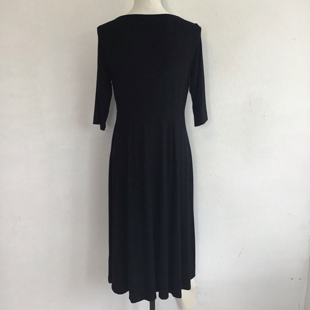 Eileen Fisher Women Elegant Black Cowl Neck Midi Cocktail Dress SP - Picture 3 of 13